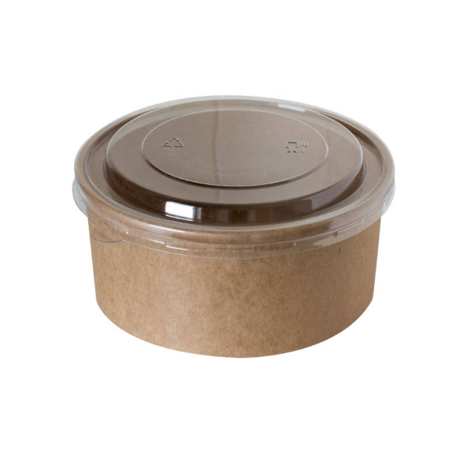 Papirnata posodica,skodelica za solato 1000ml s pokrovom, kraft, rjava